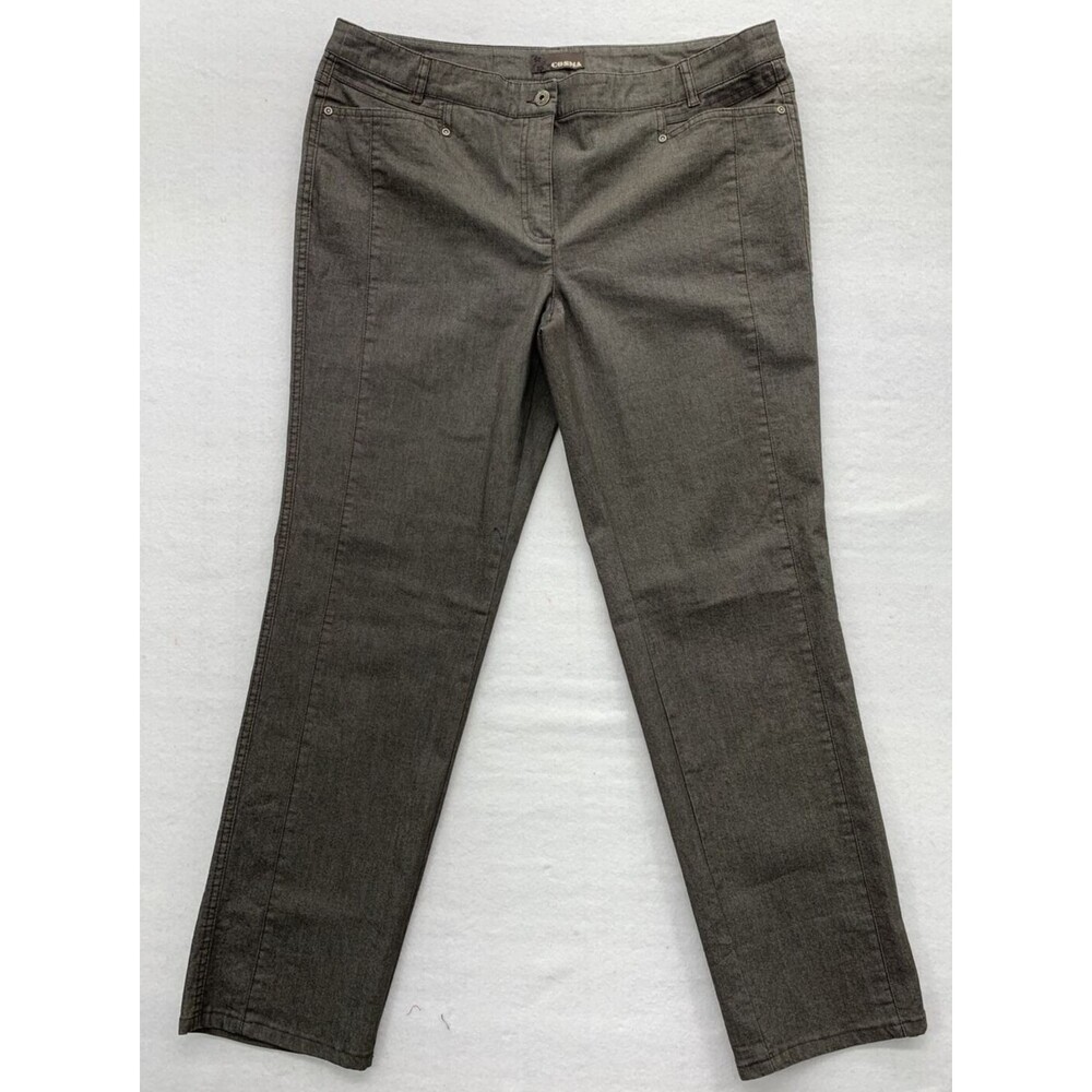 Cosma Women's Denim Trousers Pants Size 14 Brown Business Casual Lightweight